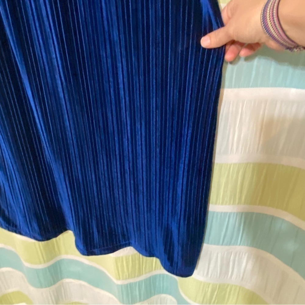 Bob Mackie Blue Velvet Boho Bell Sleeve Dress Sz Medium - Picture 6 of 8